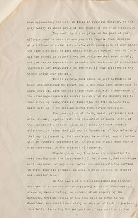 Lot #175 Titanic: ?We desire to direct your attention to the Company?s regulations for the safe and efficient navigation of its vessels? - Image 2