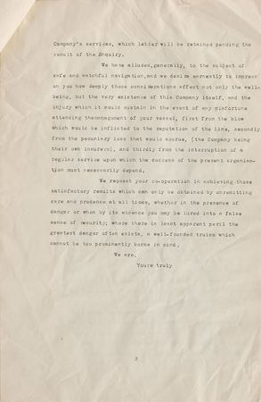 Lot #175 Titanic: ?We desire to direct your attention to the Company?s regulations for the safe and efficient navigation of its vessels? - Image 3