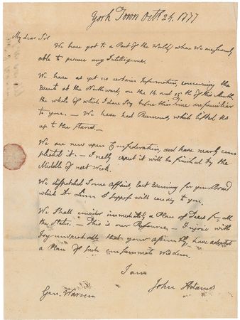 Lot #2 John Adams: Anticipating news of victory at