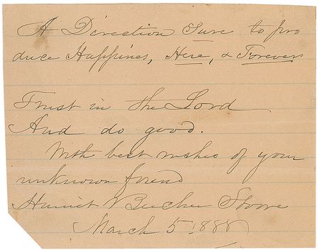 Lot #473 Harriet Beecher Stowe Signed Quote - Image 1