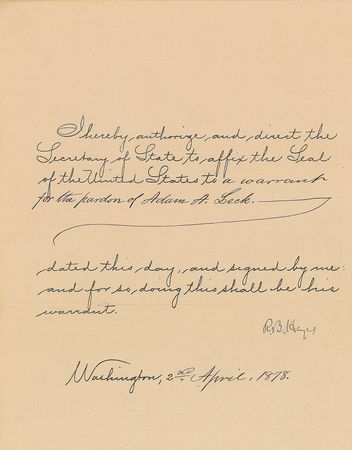 Lot #31 Rutherford B. Hayes Signed Document