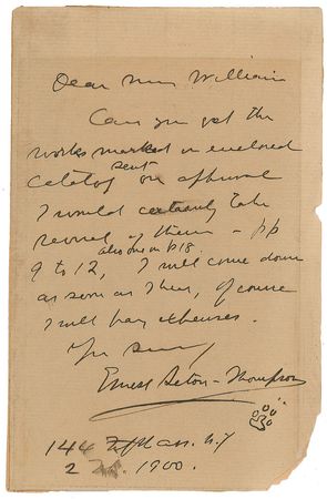 Lot #434 Daniel Beard and Ernest Thompson Seton Handwritten Letter Signed - Image 1