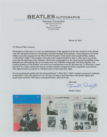 Lot #513 Beatles: Extremely rare program for A Hard Day’s Night, signed by Epstein and the Beatles - Image 3
