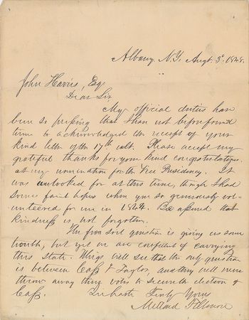 Lot #16 Millard Fillmore: The Whig Party’s 1848