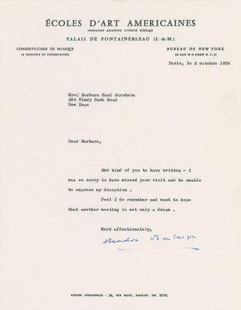 Lot #498 Nadia Boulanger - Image 1