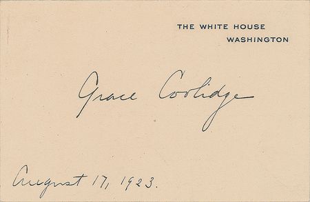 Lot #77 Calvin and Grace Coolidge White House Card - Image 1
