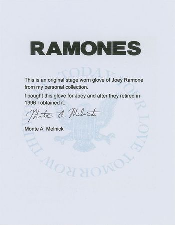 Lot #538 Joey Ramone Worn Glove Glove - Image 3