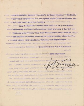 Lot #137 Friedrich Alfred Krupp Typed Letter Signed - Image 1