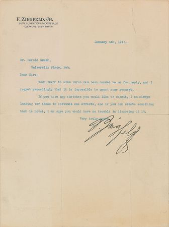 Lot #820 Flo Ziegfeld Typed Letter Signed - Image 1