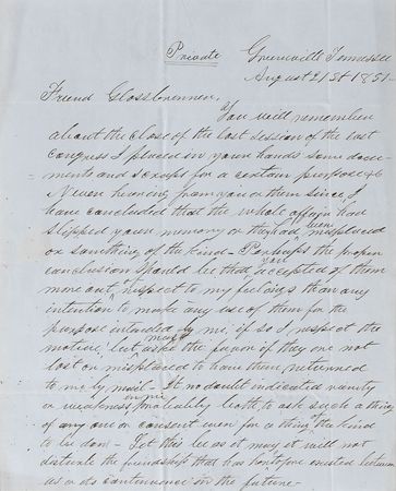 Lot #25 Andrew Johnson: Congressman Johnson appeals to the House’s Sergeant at Arms - Image 2