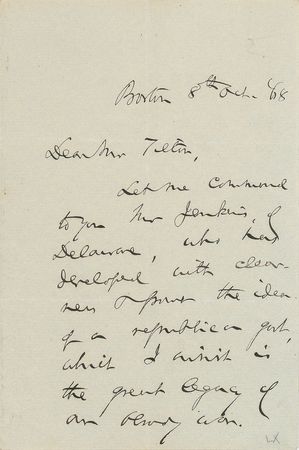 Lot #225 Charles Sumner Handwritten Letter Signed with Free Frank - Image 1