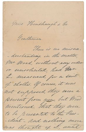 Lot #24 Mary Todd Lincoln: “Mr. Wood, without any