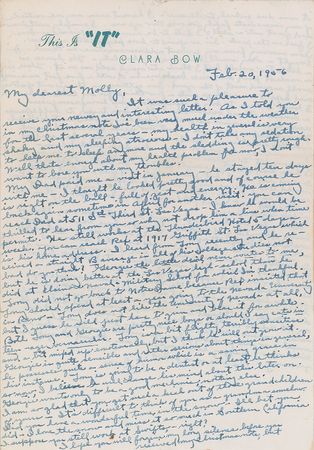 Lot #692 Clara Bow: Somber letter from the former ‘It Girl’—“I haven’t seen anyone outside of my immediate family for over two years” - Image 1