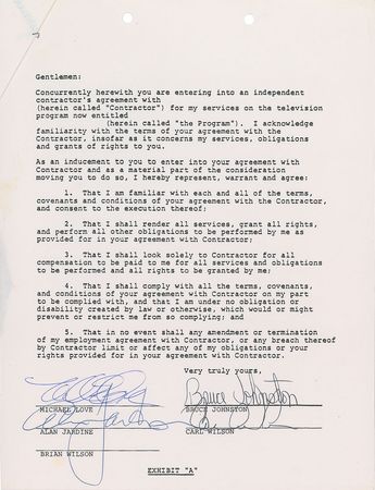 Lot #574 Beach Boys Signed Documents - Image 1