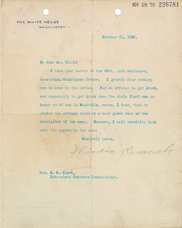 Lot #41 Theodore Roosevelt: Concerning a drunken