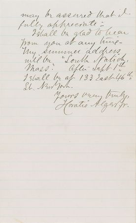 Lot #426 Horatio Alger, Jr Handwritten Letter Signed - Image 2