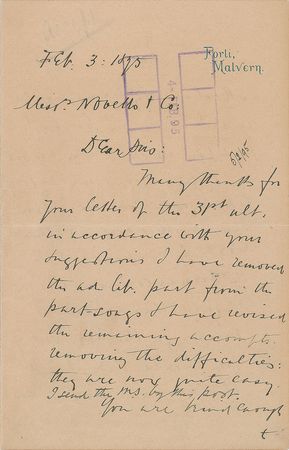 Lot #487 Edward Elgar Handwritten Letter Signed - Image 1
