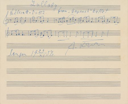 Lot #488 Aram Khatchaturian Signed Musical Quote - Image 1