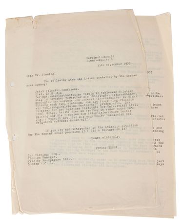 Lot #407 Ian Fleming: “Keep your eye open for a suitable assignment of the sort of adventurous type which has become my specialty” - Image 2