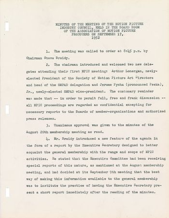 Lot #81 Ronald Reagan: Early 1952 Hollywood document on “Communist infiltration ‘into the entertainment industry’” - Image 1