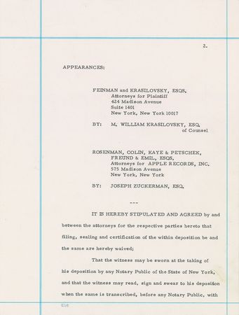 Lot #551 Beatles: John Lennon: Historic 1969 Lennon deposition concerning ?Come Together? and Chuck Berry plagiarism - Image 8
