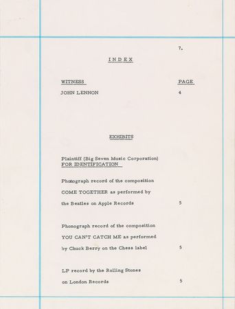 Lot #551 Beatles: John Lennon: Historic 1969 Lennon deposition concerning ?Come Together? and Chuck Berry plagiarism - Image 12
