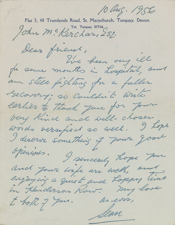 Lot #493 Sean O’Casey: “I’m glad you liked the performance of ‘Plough & The Stars’—a very hard play to do well” - Image 3