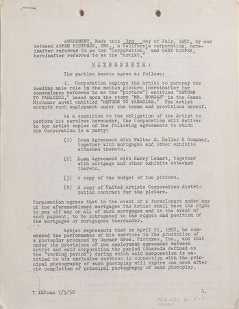 Lot #899 Gary Cooper Signed Document - Image 2