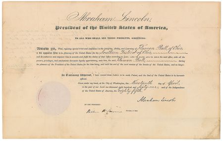 Lot #18 Abraham Lincoln: Appointment for an early