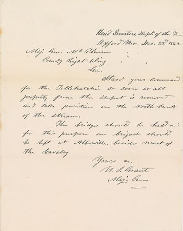 Lot #25 U. S. Grant: Orders to McPherson early in