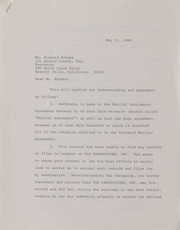 Lot #950 Jean Simmons Signed Document - Image 1