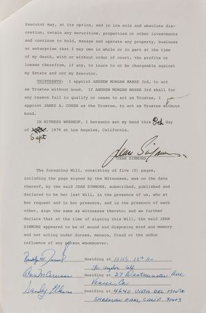 Lot #950 Jean Simmons Signed Document - Image 4
