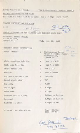 Lot #678 The Ramones Itineraries - Image 3