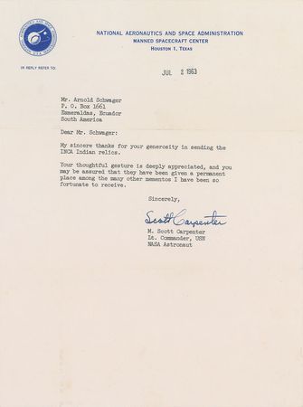 Lot #289 John Glenn and Scott Carpenter Typed Letters Signed - Image 1