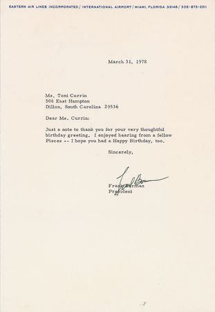Lot #303 Frank Borman Typed Letter Signed - Image 1