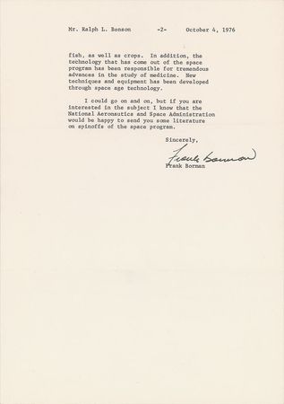 Lot #303 Frank Borman Typed Letter Signed - Image 3