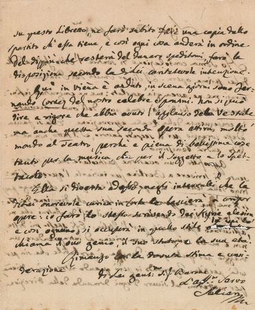 Lot #525 Antonio Salieri: Incredible content on “the operetta L’intrigo della lettera,” “our celebrated Spontini,” “composing operas,” and “writing ‘Kyrie eleisons’” - Image 2