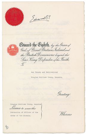 Lot #176 King Edward VIII Signed Document - Image 1