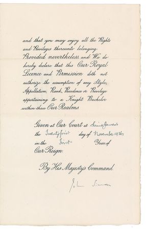 Lot #176 King Edward VIII Signed Document - Image 3