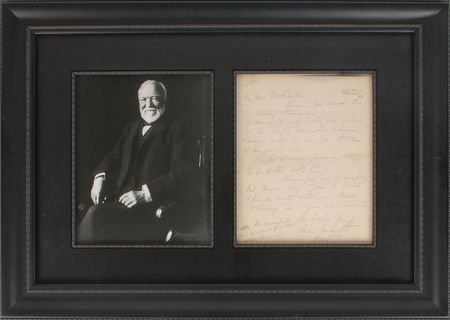 Lot #191 Andrew Carnegie Handwritten Letter Signed - Image 1