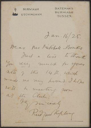 Lot #484 Rudyard Kipling Handwritten Letter Signed - Image 2