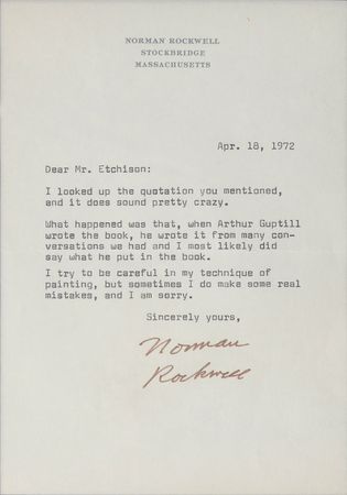 Lot #362 Norman Rockwell Typed Letter Signed - Image 2
