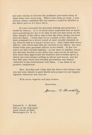 Lot #250 Omar Bradley: A day before leaving his post as the first Chairman of the Joint Chiefs of Staff - Image 2