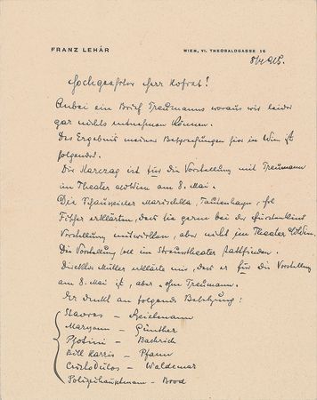 Lot #535 Franz Lehar Handwritten Letters Signed - Image 1