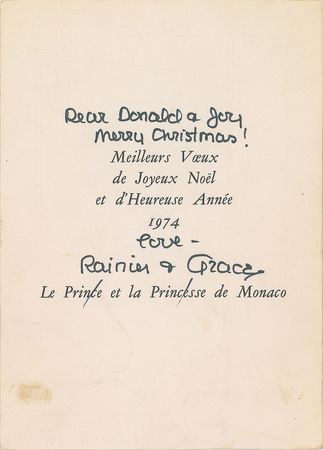 Lot #930 Grace Kelly Christmas Card - Image 1