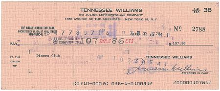 Lot #524 Tennessee Williams Check - Image 3