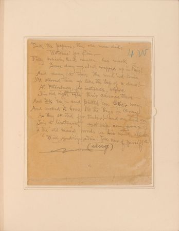 Lot #498 James Whitcomb Riley: Manuscript for the Hoosier?s vernacular ?The Old Man and Jim? - Image 1