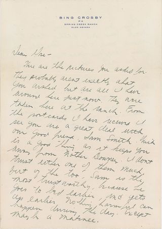 Lot #900 Bing Crosby: “How are you and Jack Kennedy getting along” - Image 1
