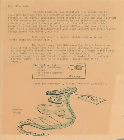 Lot #438 Ludwig Bemelmans Typed Letter Signed - Image 1