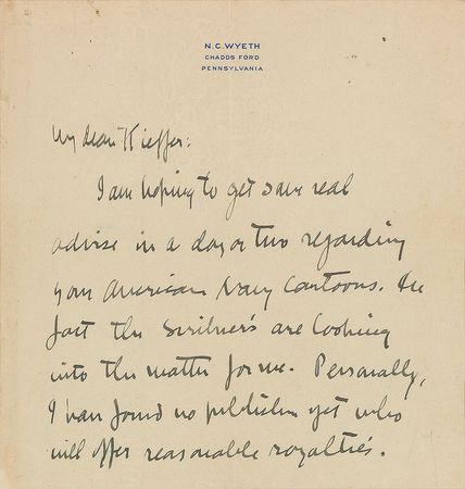 Lot #368 N. C. Wyeth Handwritten Letter Signed - Image 1